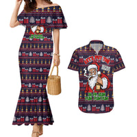 Lets Put The Rum Pum Pum Pum Christmas Couples Matching Mermaid Dress and Hawaiian Shirt Xmas Holiday Patterns - Wonder Print Shop