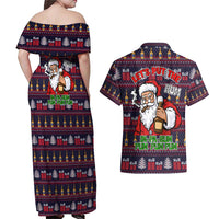 Lets Put The Rum Pum Pum Pum Christmas Couples Matching Off Shoulder Maxi Dress and Hawaiian Shirt Xmas Holiday Patterns - Wonder Print Shop