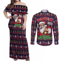 Lets Put The Rum Pum Pum Pum Christmas Couples Matching Off Shoulder Maxi Dress and Long Sleeve Button Shirt Xmas Holiday Patterns - Wonder Print Shop