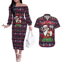 Lets Put The Rum Pum Pum Pum Christmas Couples Matching Off The Shoulder Long Sleeve Dress and Hawaiian Shirt Xmas Holiday Patterns - Wonder Print Shop