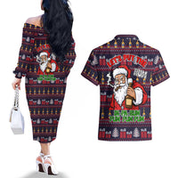 Lets Put The Rum Pum Pum Pum Christmas Couples Matching Off The Shoulder Long Sleeve Dress and Hawaiian Shirt Xmas Holiday Patterns - Wonder Print Shop