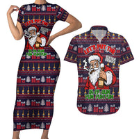 Lets Put The Rum Pum Pum Pum Christmas Couples Matching Short Sleeve Bodycon Dress and Hawaiian Shirt Xmas Holiday Patterns - Wonder Print Shop