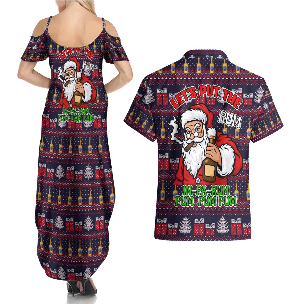 Lets Put The Rum Pum Pum Pum Christmas Couples Matching Summer Maxi Dress and Hawaiian Shirt Xmas Holiday Patterns - Wonder Print Shop
