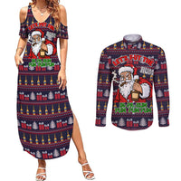 Lets Put The Rum Pum Pum Pum Christmas Couples Matching Summer Maxi Dress and Long Sleeve Button Shirt Xmas Holiday Patterns - Wonder Print Shop