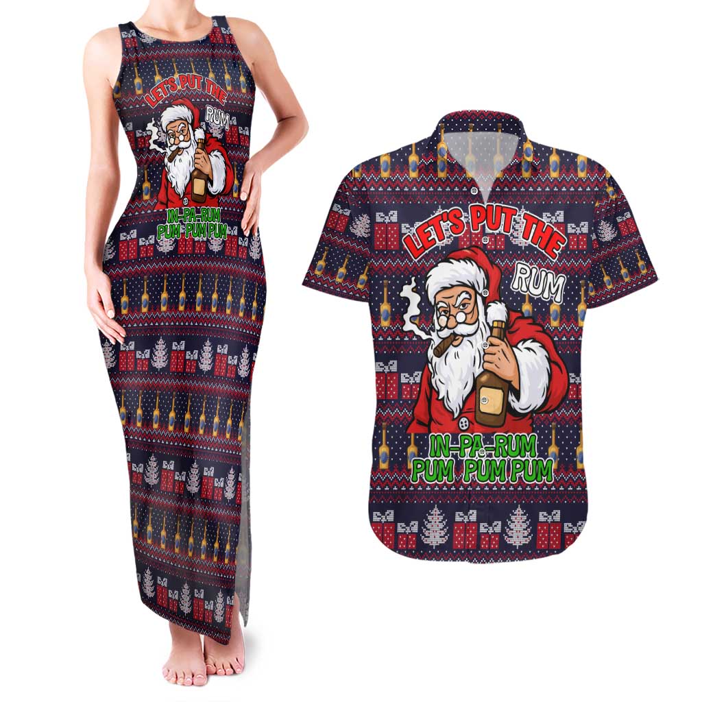 Lets Put The Rum Pum Pum Pum Christmas Couples Matching Tank Maxi Dress and Hawaiian Shirt Xmas Holiday Patterns - Wonder Print Shop