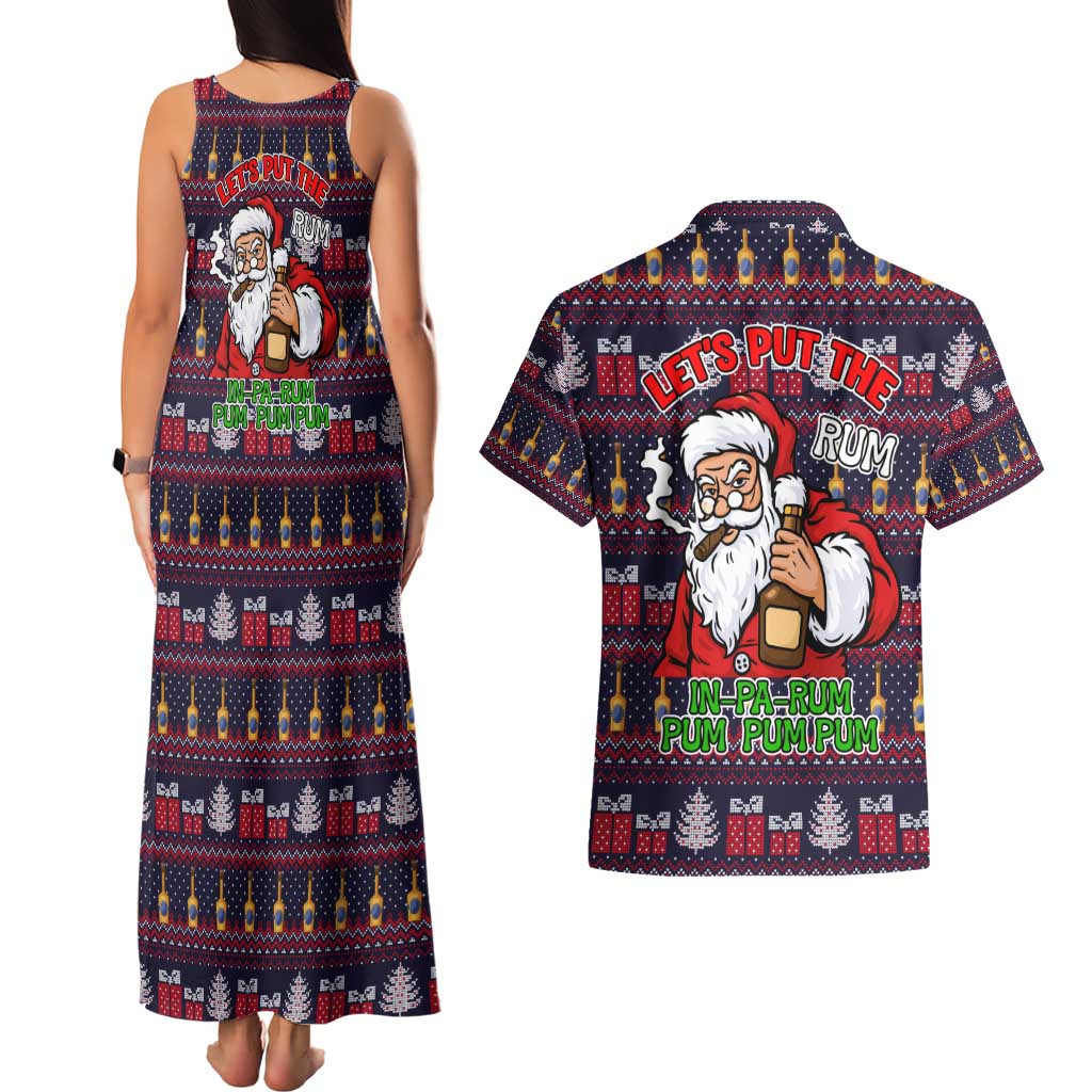 Lets Put The Rum Pum Pum Pum Christmas Couples Matching Tank Maxi Dress and Hawaiian Shirt Xmas Holiday Patterns - Wonder Print Shop