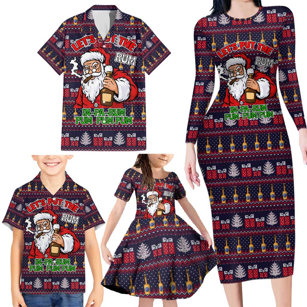 Lets Put The Rum Pum Pum Pum Christmas Family Matching Long Sleeve Bodycon Dress and Hawaiian Shirt Xmas Holiday Patterns - Wonder Print Shop