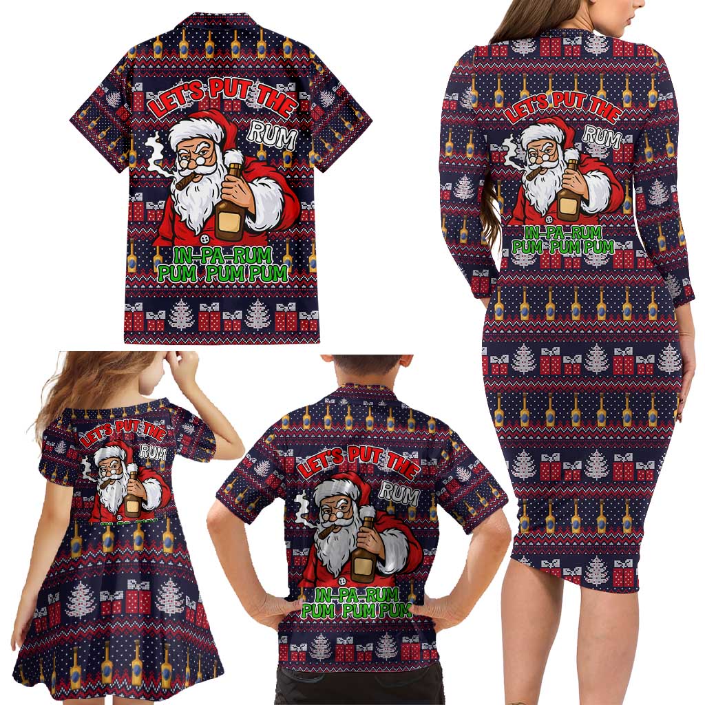 Lets Put The Rum Pum Pum Pum Christmas Family Matching Long Sleeve Bodycon Dress and Hawaiian Shirt Xmas Holiday Patterns - Wonder Print Shop