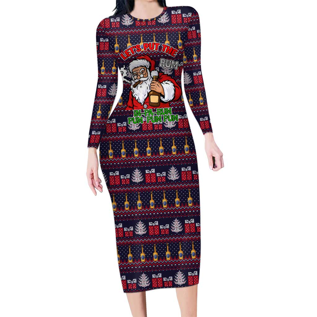 Lets Put The Rum Pum Pum Pum Christmas Family Matching Long Sleeve Bodycon Dress and Hawaiian Shirt Xmas Holiday Patterns - Wonder Print Shop