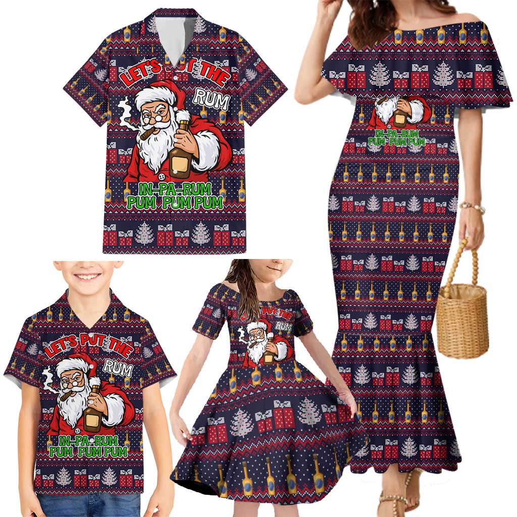 Lets Put The Rum Pum Pum Pum Christmas Family Matching Mermaid Dress and Hawaiian Shirt Xmas Holiday Patterns - Wonder Print Shop