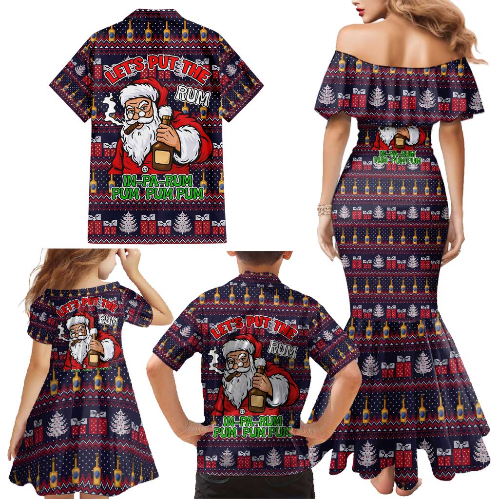 Lets Put The Rum Pum Pum Pum Christmas Family Matching Mermaid Dress and Hawaiian Shirt Xmas Holiday Patterns - Wonder Print Shop