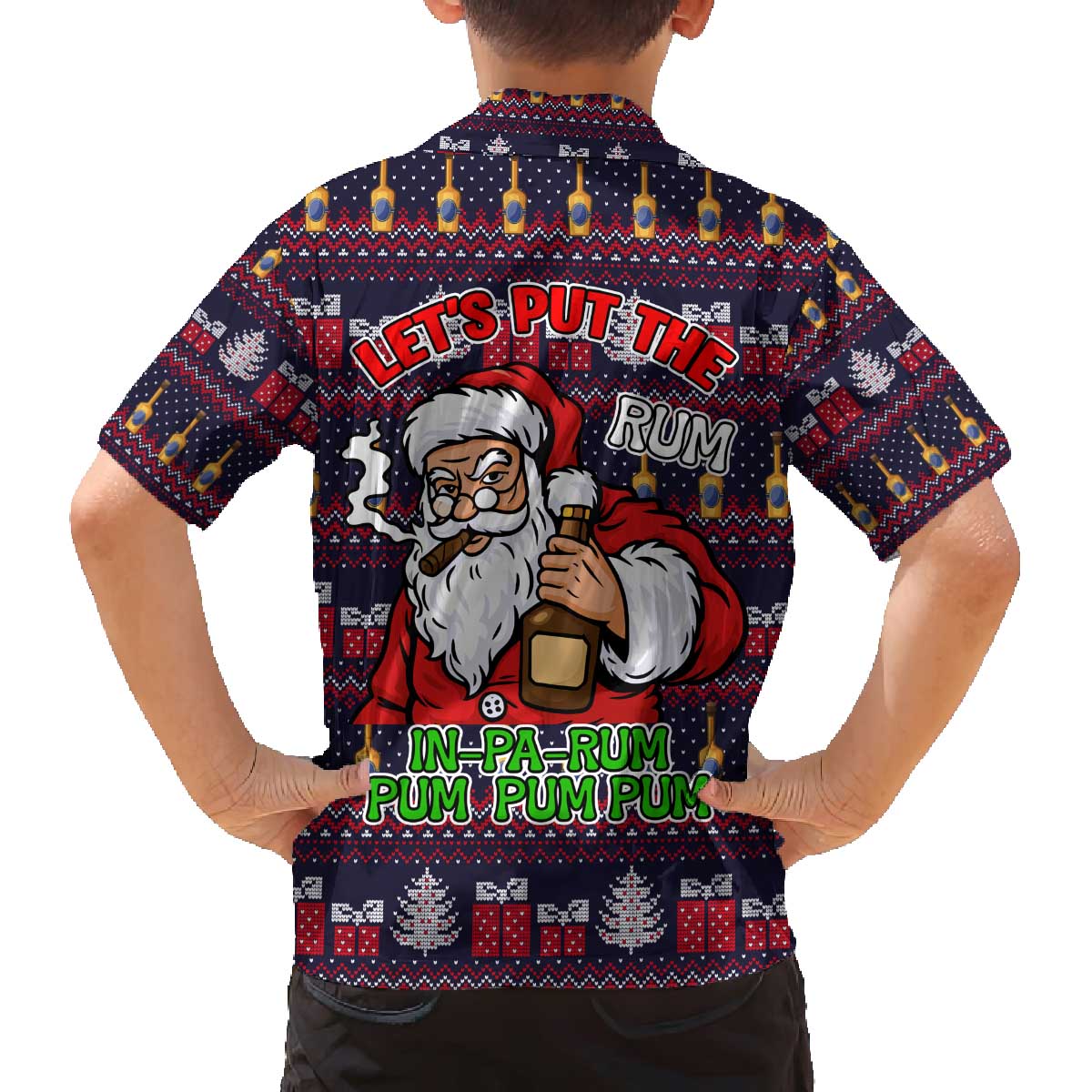 Lets Put The Rum Pum Pum Pum Christmas Family Matching Off The Shoulder Long Sleeve Dress and Hawaiian Shirt Xmas Holiday Patterns - Wonder Print Shop