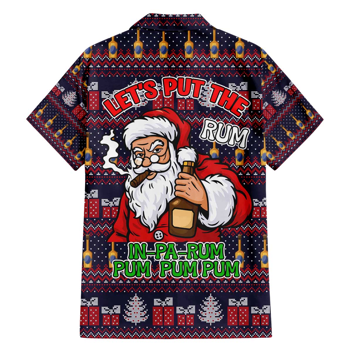 Lets Put The Rum Pum Pum Pum Christmas Family Matching Off The Shoulder Long Sleeve Dress and Hawaiian Shirt Xmas Holiday Patterns - Wonder Print Shop
