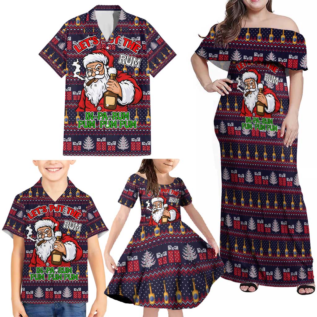 Lets Put The Rum Pum Pum Pum Christmas Family Matching Off Shoulder Maxi Dress and Hawaiian Shirt Xmas Holiday Patterns - Wonder Print Shop