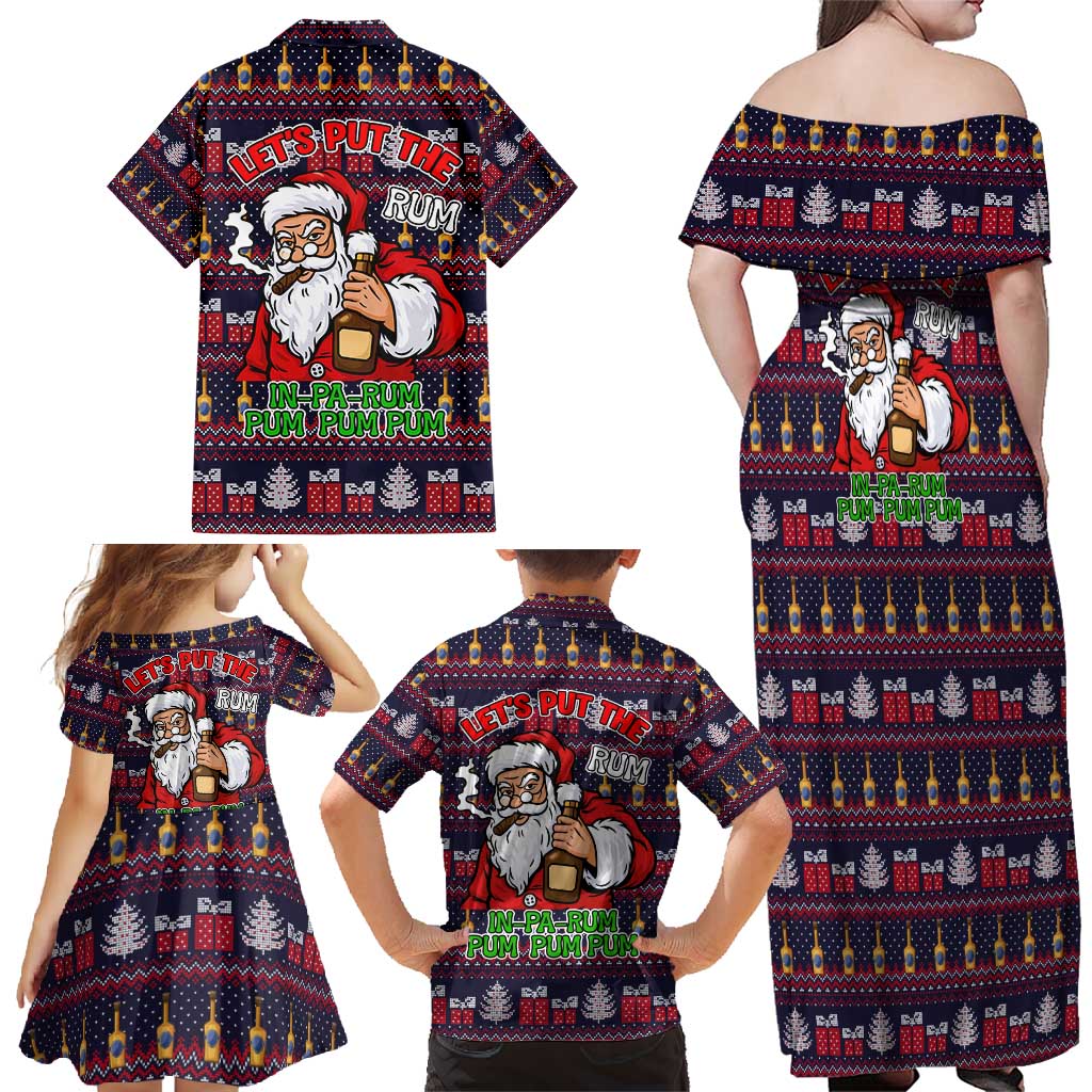 Lets Put The Rum Pum Pum Pum Christmas Family Matching Off Shoulder Maxi Dress and Hawaiian Shirt Xmas Holiday Patterns - Wonder Print Shop