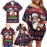 Lets Put The Rum Pum Pum Pum Christmas Family Matching Off Shoulder Short Dress and Hawaiian Shirt Xmas Holiday Patterns - Wonder Print Shop