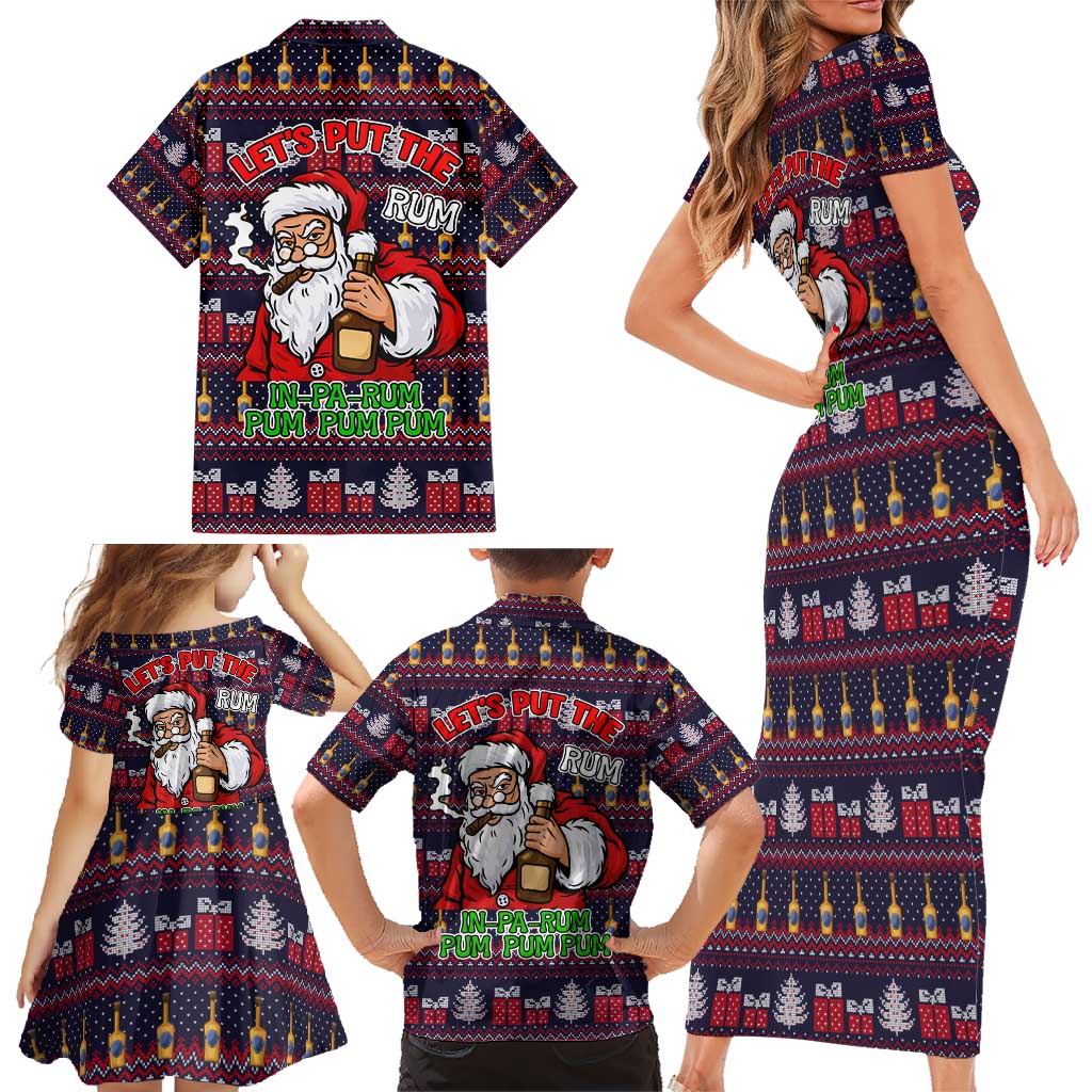 Lets Put The Rum Pum Pum Pum Christmas Family Matching Short Sleeve Bodycon Dress and Hawaiian Shirt Xmas Holiday Patterns - Wonder Print Shop