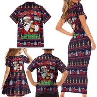 Lets Put The Rum Pum Pum Pum Christmas Family Matching Short Sleeve Bodycon Dress and Hawaiian Shirt Xmas Holiday Patterns - Wonder Print Shop