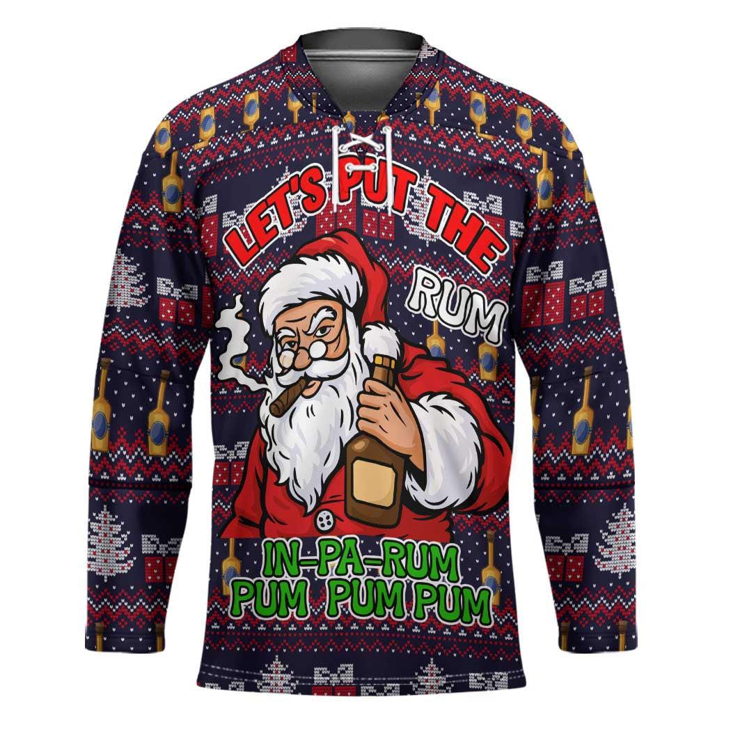 Lets Put The Rum Pum Pum Pum Christmas Hockey Jersey Xmas Holiday Patterns - Wonder Print Shop
