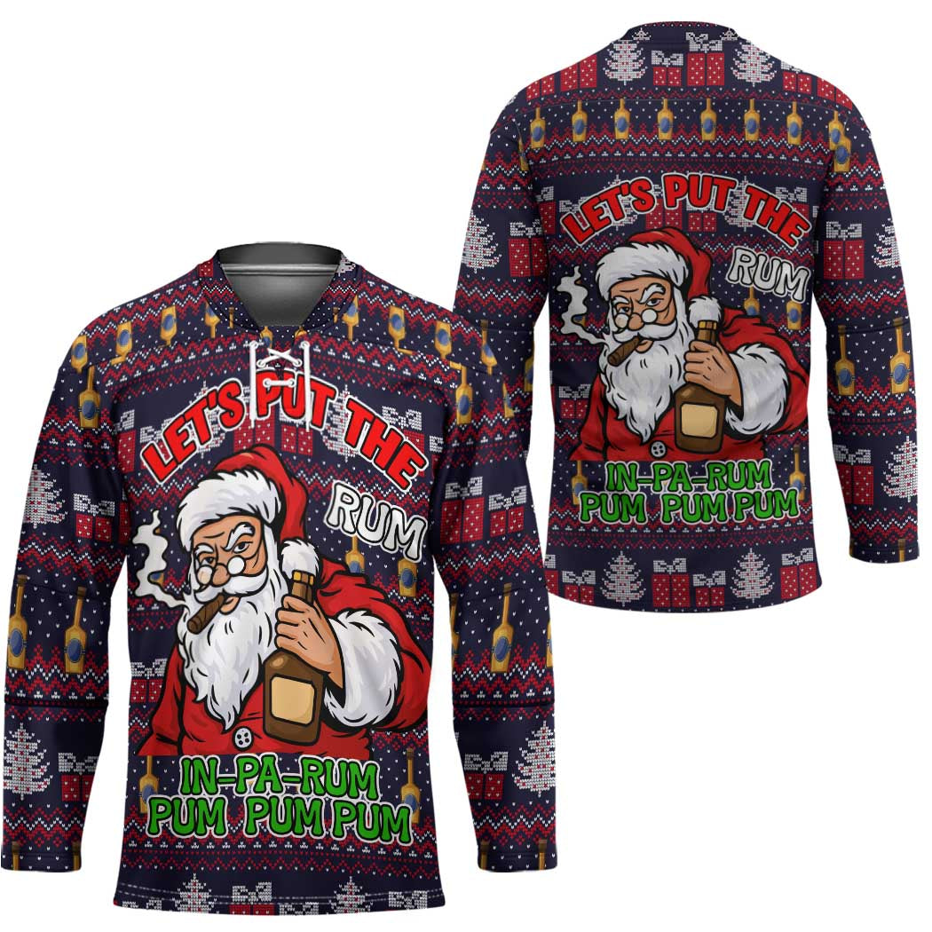 Lets Put The Rum Pum Pum Pum Christmas Hockey Jersey Xmas Holiday Patterns - Wonder Print Shop