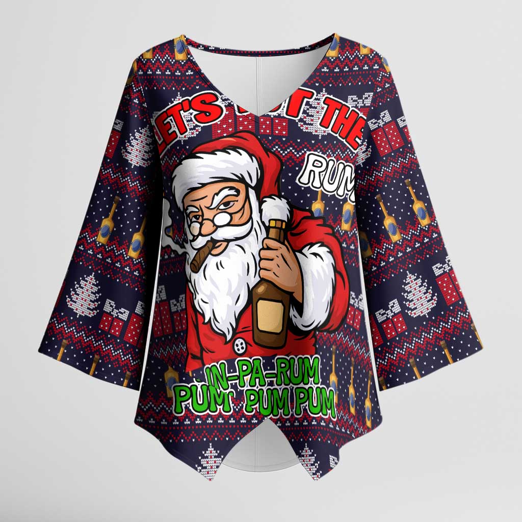 Lets Put The Rum Pum Pum Pum Christmas Kimono Sleeve Blouse Xmas Holiday Patterns - Wonder Print Shop
