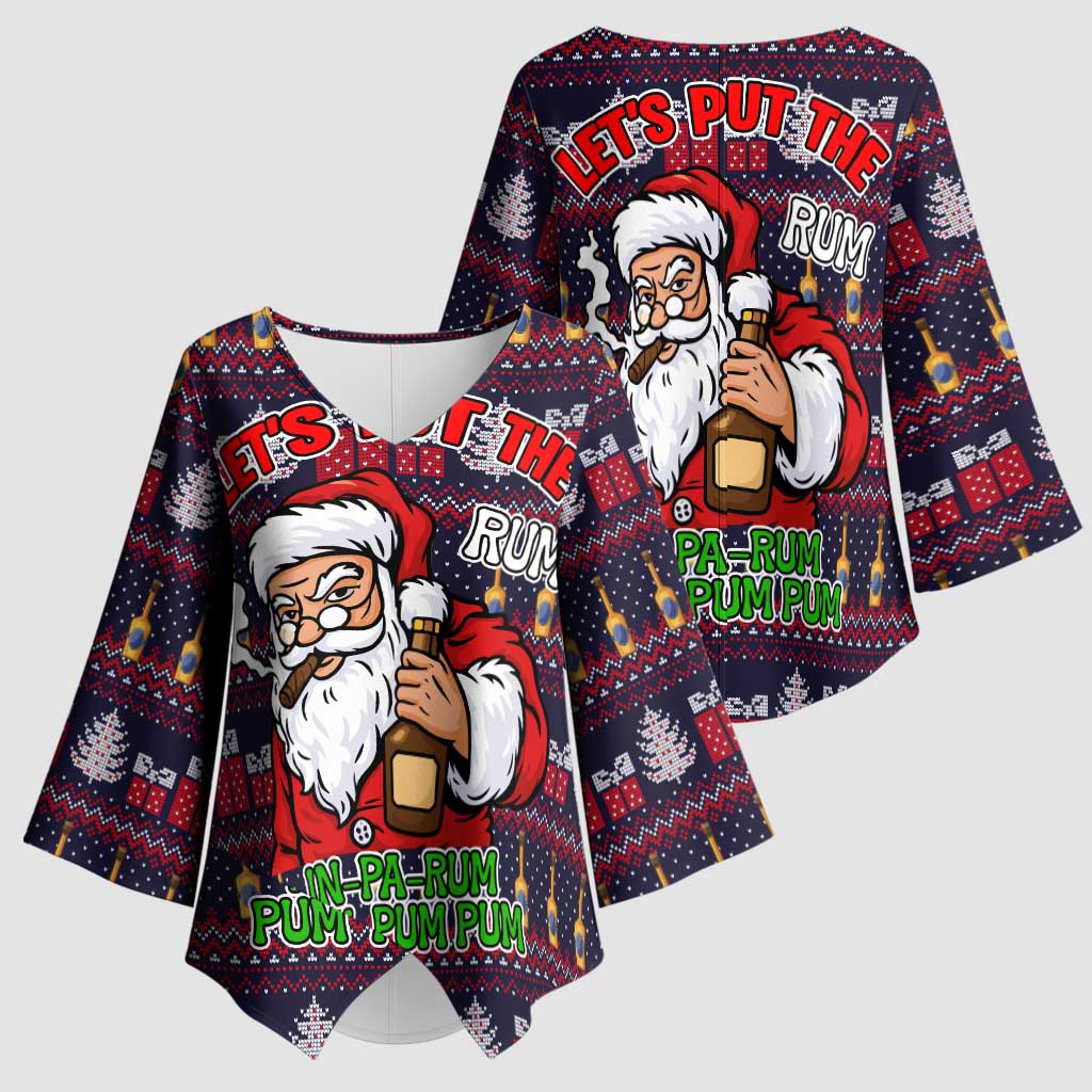 Lets Put The Rum Pum Pum Pum Christmas Kimono Sleeve Blouse Xmas Holiday Patterns - Wonder Print Shop