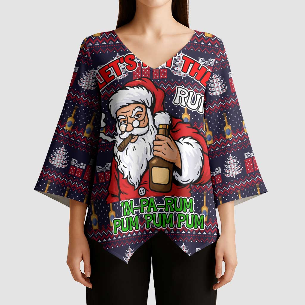 Lets Put The Rum Pum Pum Pum Christmas Kimono Sleeve Blouse Xmas Holiday Patterns - Wonder Print Shop