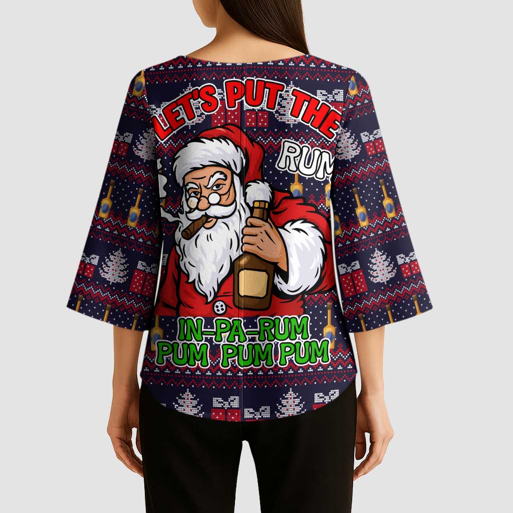 Lets Put The Rum Pum Pum Pum Christmas Kimono Sleeve Blouse Xmas Holiday Patterns - Wonder Print Shop