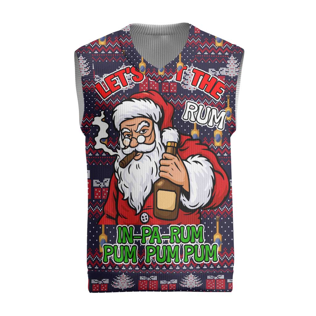 Lets Put The Rum Pum Pum Pum Christmas Knitted V-Neck Vest Xmas Holiday Patterns - Wonder Print Shop