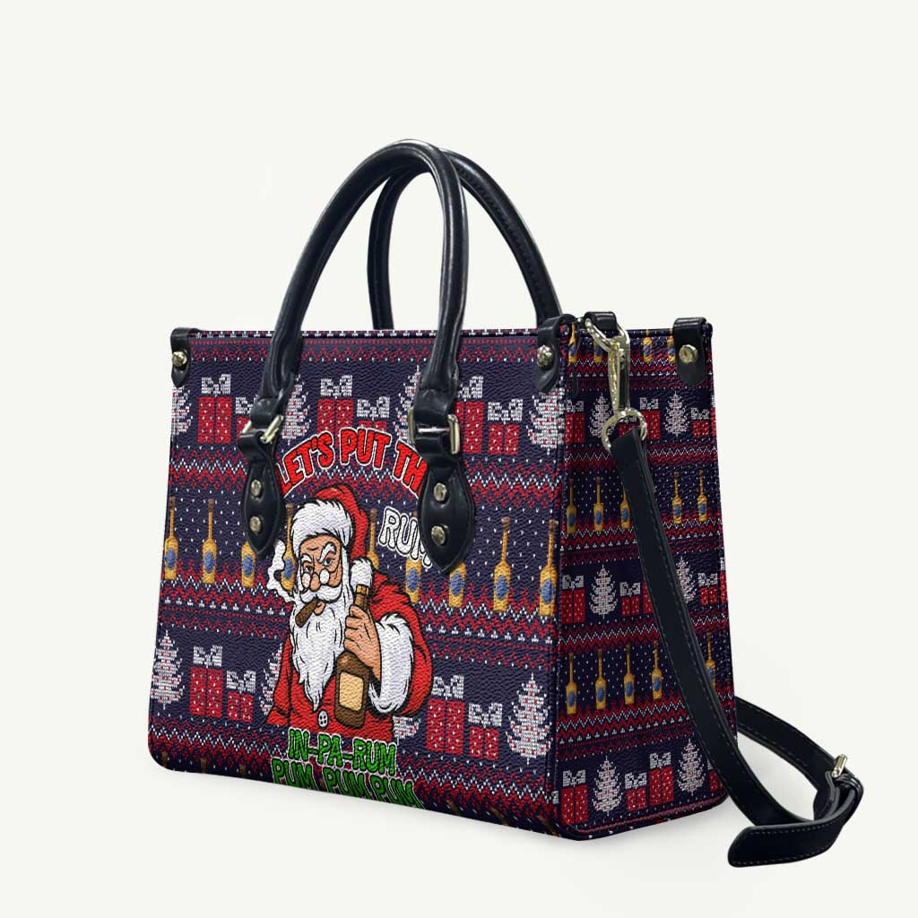 Lets Put The Rum Pum Pum Pum Christmas Leather Bag Xmas Holiday Patterns - Wonder Print Shop