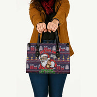 Lets Put The Rum Pum Pum Pum Christmas Leather Bag Xmas Holiday Patterns - Wonder Print Shop