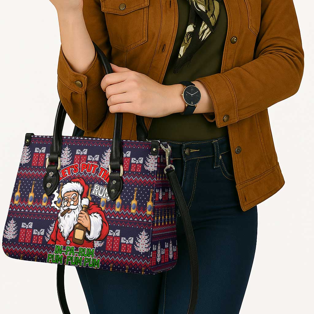 Lets Put The Rum Pum Pum Pum Christmas Leather Bag Xmas Holiday Patterns - Wonder Print Shop
