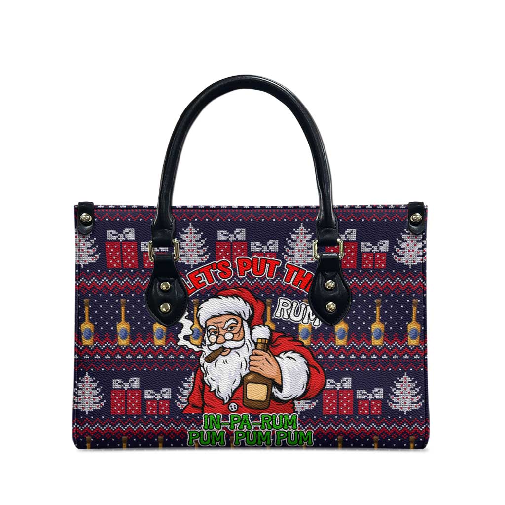 Lets Put The Rum Pum Pum Pum Christmas Leather Bag Xmas Holiday Patterns - Wonder Print Shop
