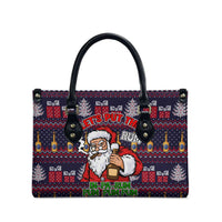 Lets Put The Rum Pum Pum Pum Christmas Leather Bag Xmas Holiday Patterns - Wonder Print Shop