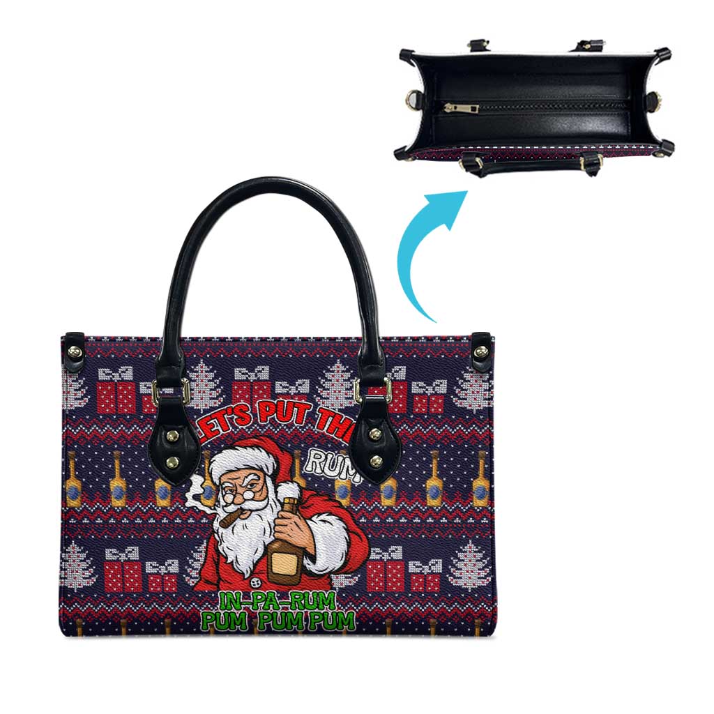 Lets Put The Rum Pum Pum Pum Christmas Leather Bag Xmas Holiday Patterns - Wonder Print Shop