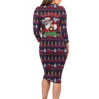 Lets Put The Rum Pum Pum Pum Christmas Long Sleeve Bodycon Dress Xmas Holiday Patterns - Wonder Print Shop
