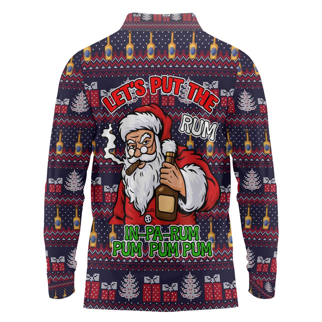Lets Put The Rum Pum Pum Pum Christmas Long Sleeve Polo Shirt Xmas Holiday Patterns - Wonder Print Shop