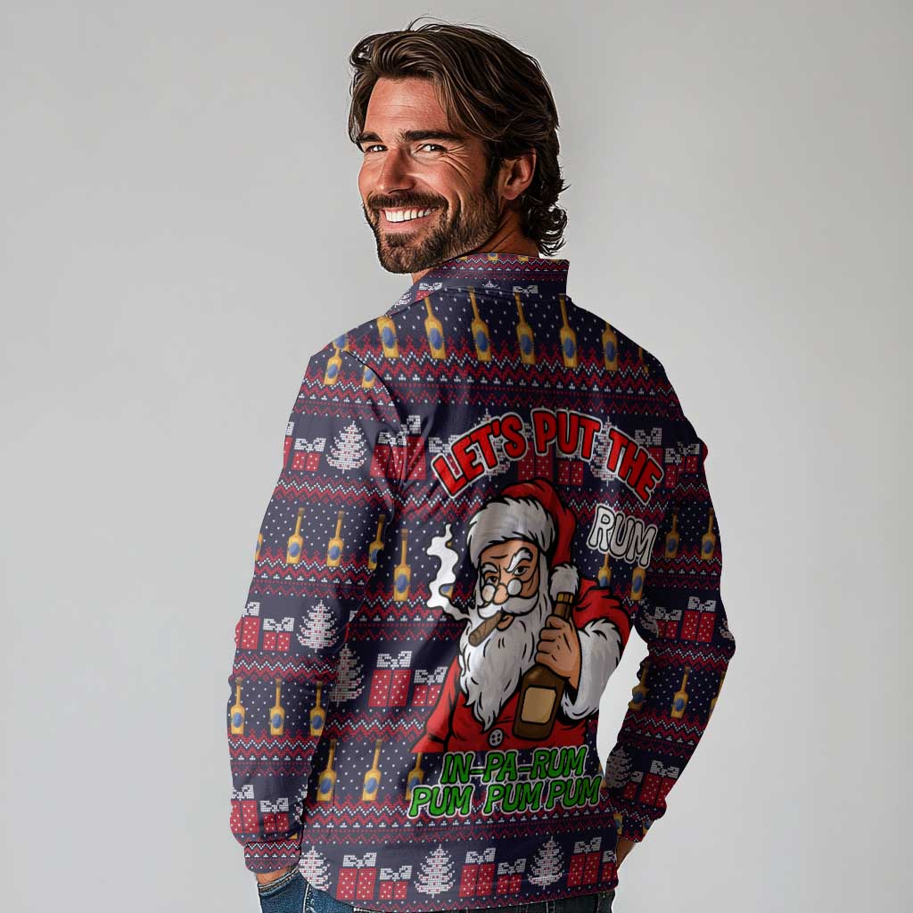 Lets Put The Rum Pum Pum Pum Christmas Long Sleeve Polo Shirt Xmas Holiday Patterns - Wonder Print Shop