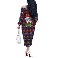 Lets Put The Rum Pum Pum Pum Christmas Off The Shoulder Long Sleeve Dress Xmas Holiday Patterns - Wonder Print Shop