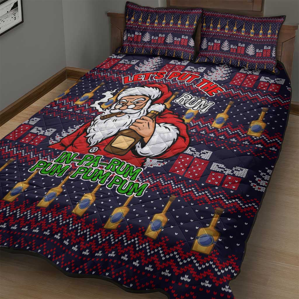 Lets Put The Rum Pum Pum Pum Christmas Quilt Bed Set Xmas Holiday Patterns - Wonder Print Shop