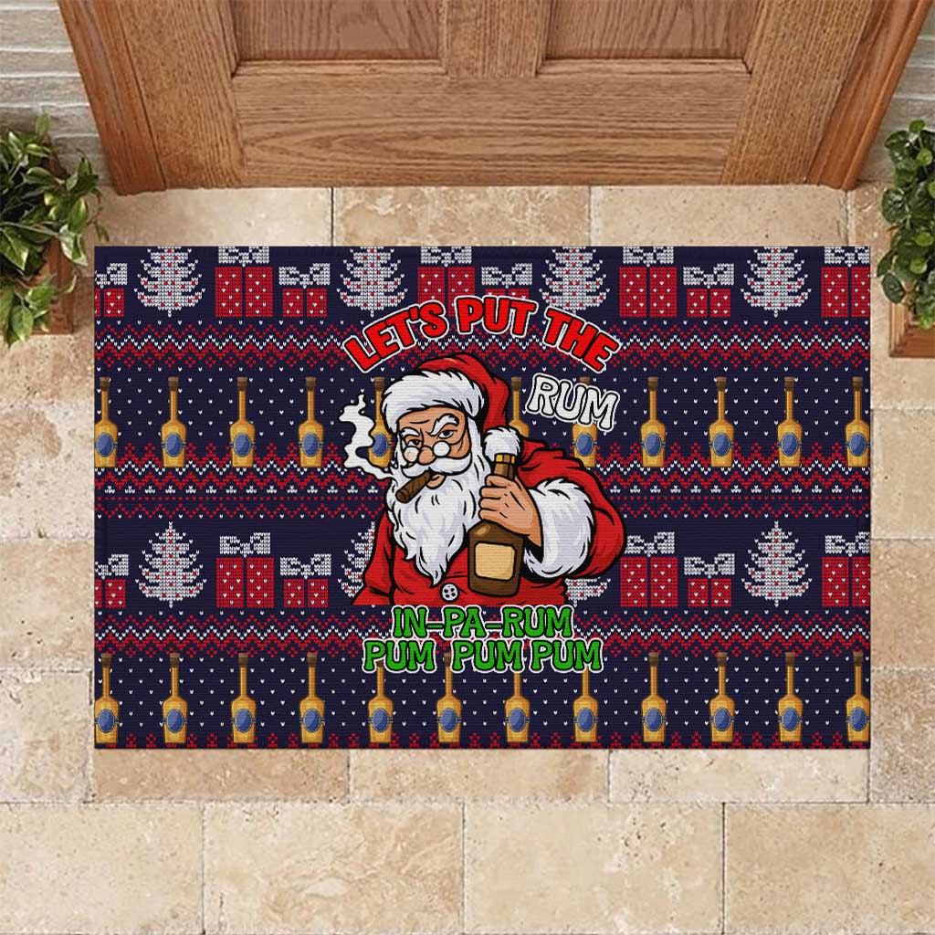 Lets Put The Rum Pum Pum Pum Christmas Rubber Doormat Xmas Holiday Patterns - Wonder Print Shop