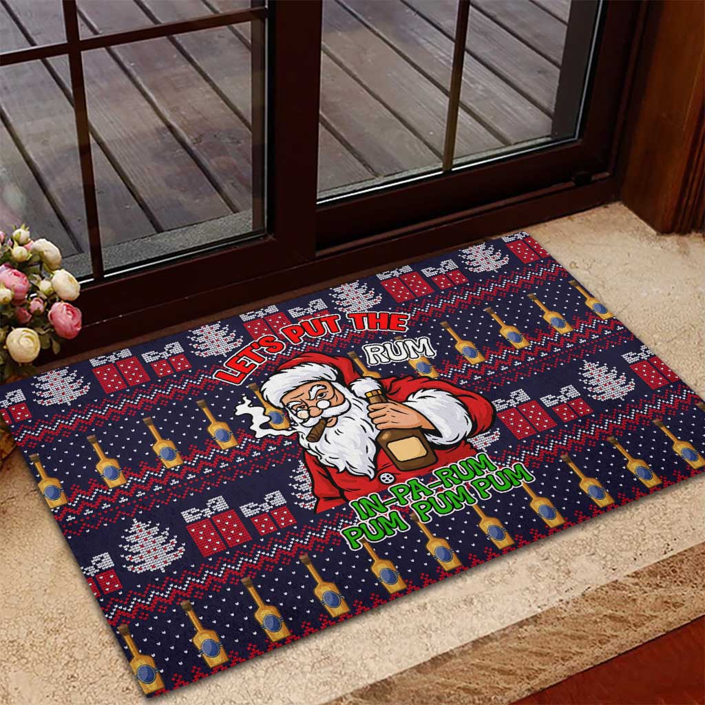 Lets Put The Rum Pum Pum Pum Christmas Rubber Doormat Xmas Holiday Patterns - Wonder Print Shop