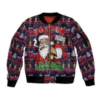 Lets Put The Rum Pum Pum Pum Christmas Sleeve Zip Bomber Jacket Xmas Holiday Patterns - Wonder Print Shop