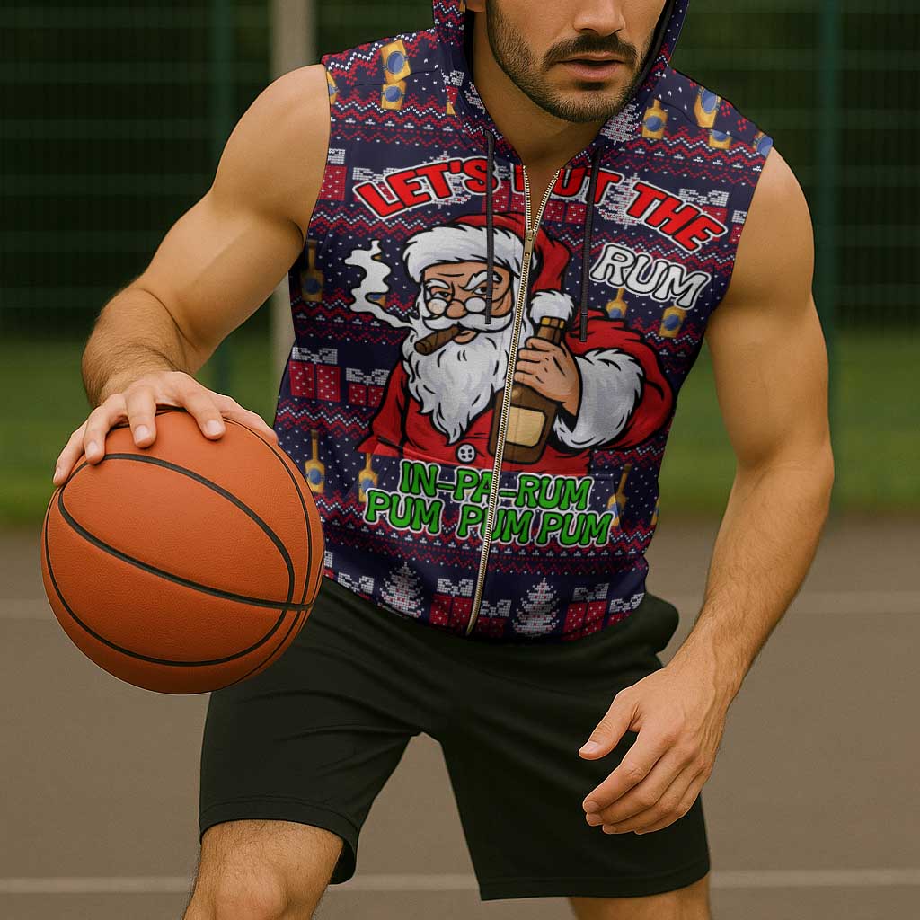 Lets Put The Rum Pum Pum Pum Christmas Sleeveless Zip Hoodie Xmas Holiday Patterns - Wonder Print Shop