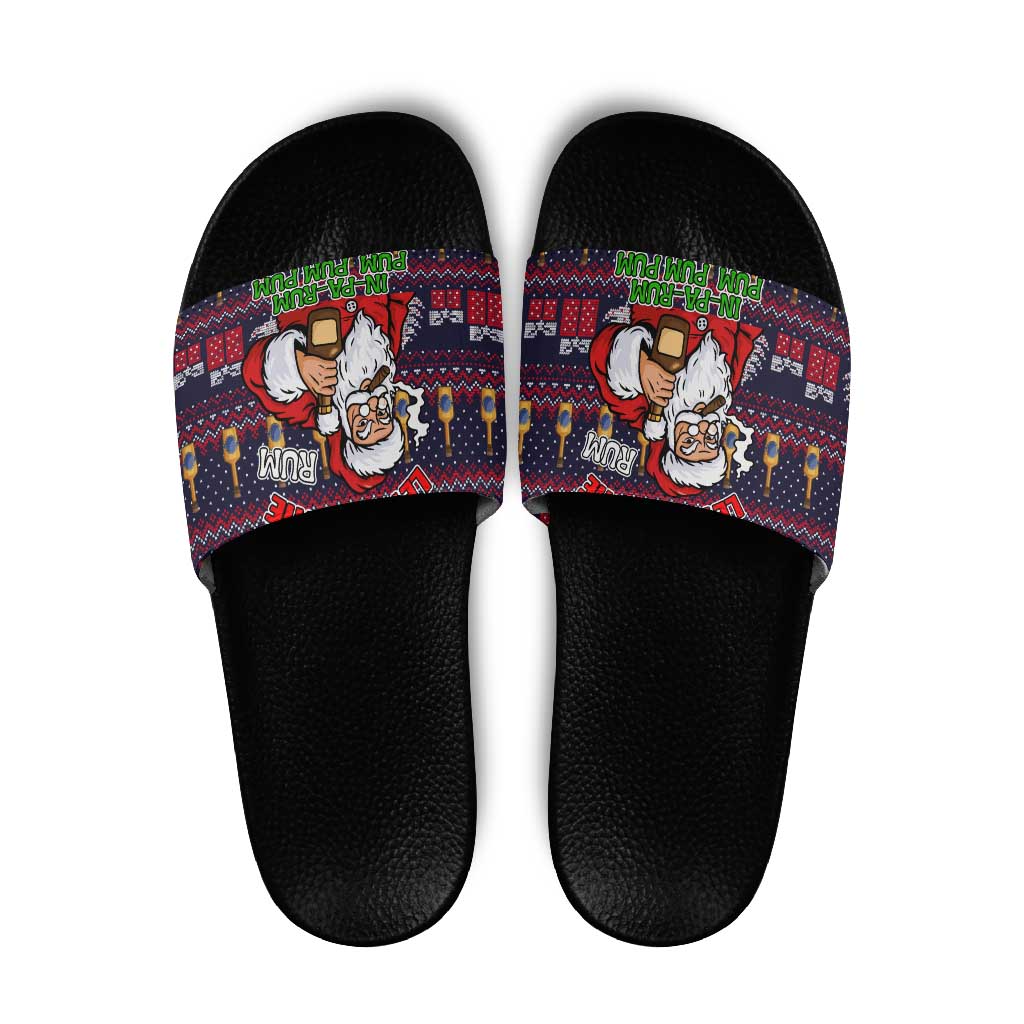 Lets Put The Rum Pum Pum Pum Christmas Slide Sandals Xmas Holiday Patterns - Wonder Print Shop