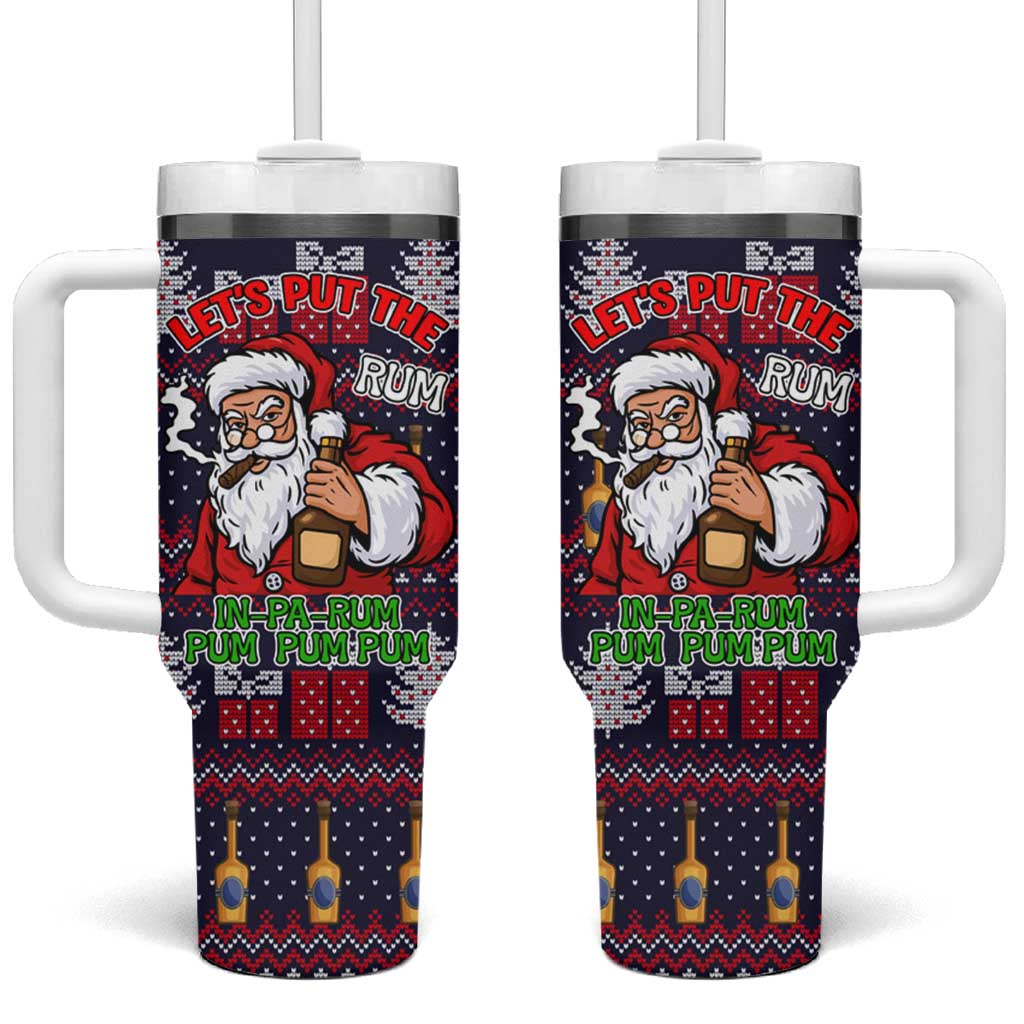Lets Put The Rum Pum Pum Pum Christmas Tumbler With Handle Xmas Holiday Patterns - Wonder Print Shop