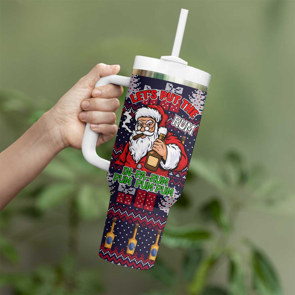 Lets Put The Rum Pum Pum Pum Christmas Tumbler With Handle Xmas Holiday Patterns - Wonder Print Shop