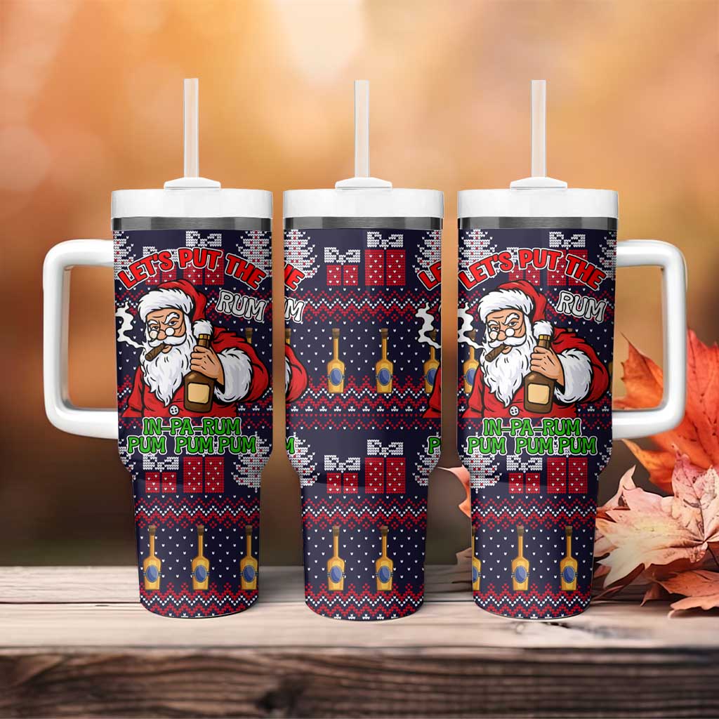 Lets Put The Rum Pum Pum Pum Christmas Tumbler With Handle Xmas Holiday Patterns - Wonder Print Shop
