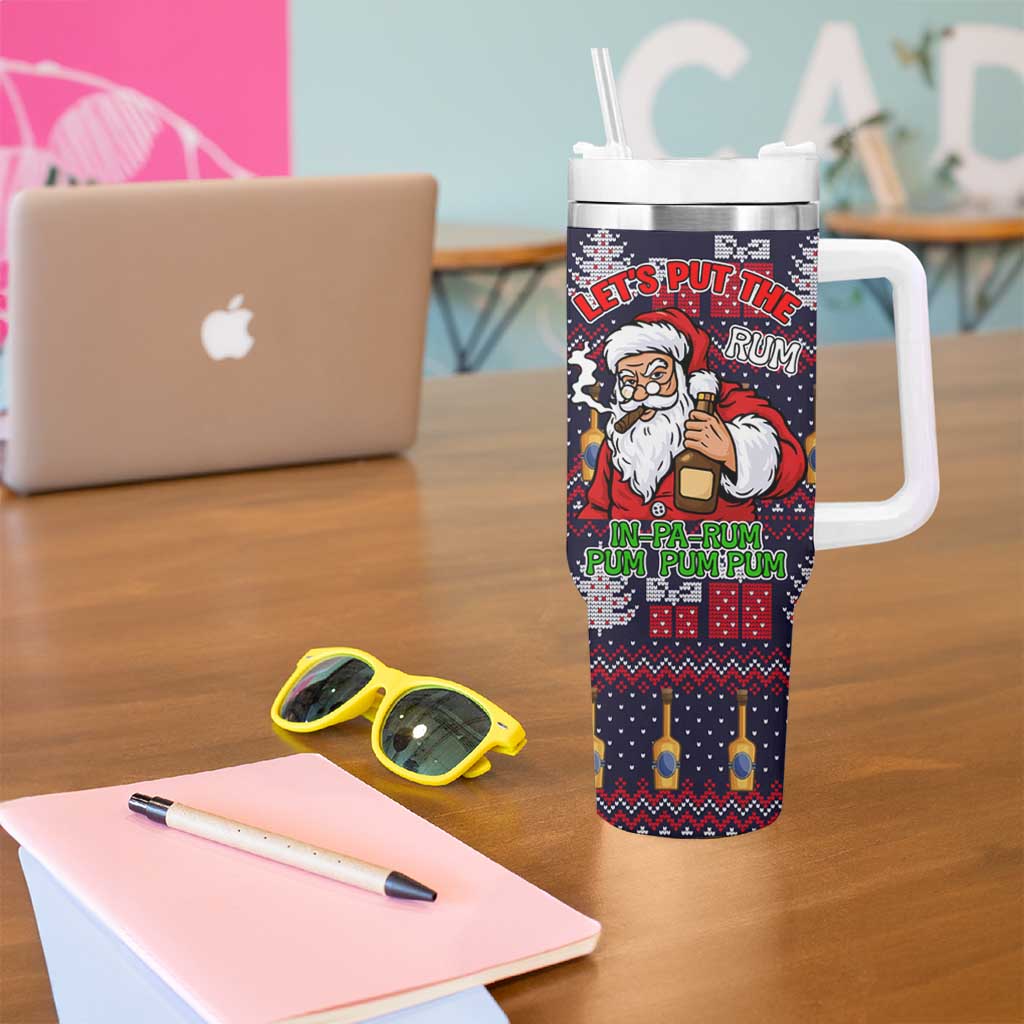 Lets Put The Rum Pum Pum Pum Christmas Tumbler With Handle Xmas Holiday Patterns - Wonder Print Shop