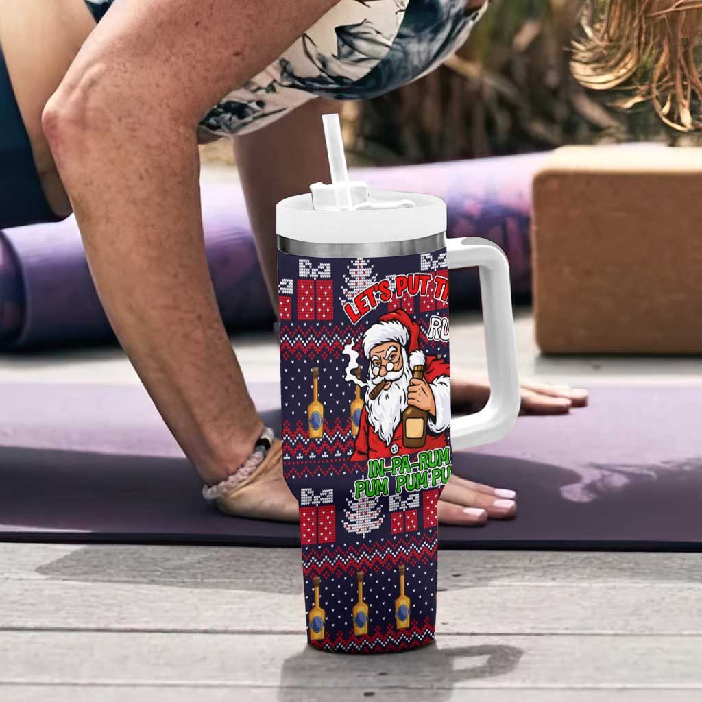 Lets Put The Rum Pum Pum Pum Christmas Tumbler With Handle Xmas Holiday Patterns - Wonder Print Shop